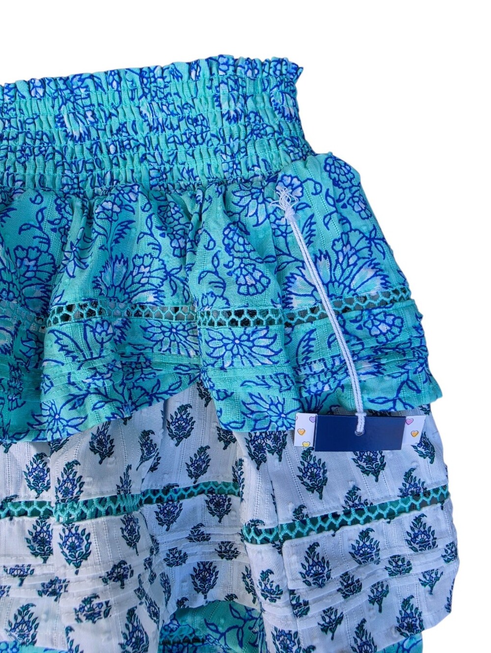 Roller Rabbit Floral Smocked Two-Piece Set Crop Top & Tiered Skirt M - Picture 3 of 10